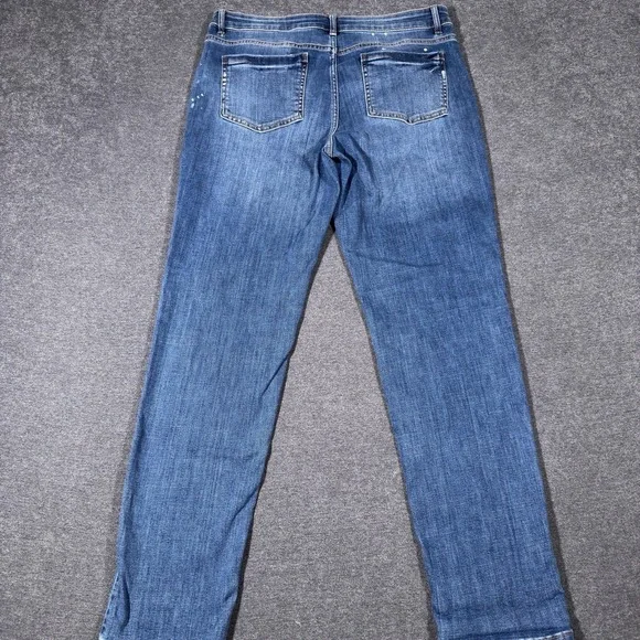 J Jill Boyfriend Straight Leg Ankle Jeans Womens 10 Mid Rise Medium Wash Paint - Picture 4 of 10